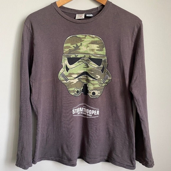 Zara Boys Grayish-Brown Star Wars Storm Trooper Long Sleeve T-shirt Size 13/14 - Picture 1 of 11